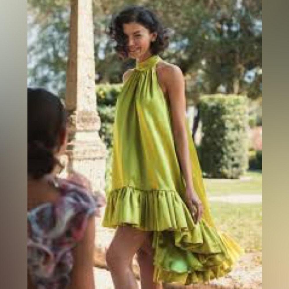 NWT,Mac Duggal, High-Neck Satin Bridal, Cocktail,Avant-Garde Dress,Size Small